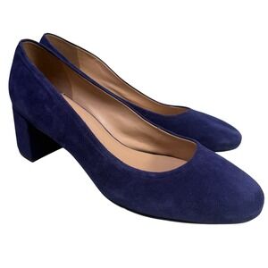 NWOB 27EDIT Naturalizer Navy Blue Suede Block Heel Pumps Womens Sz 11